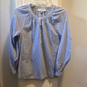 LOFT blue white striped peasant top